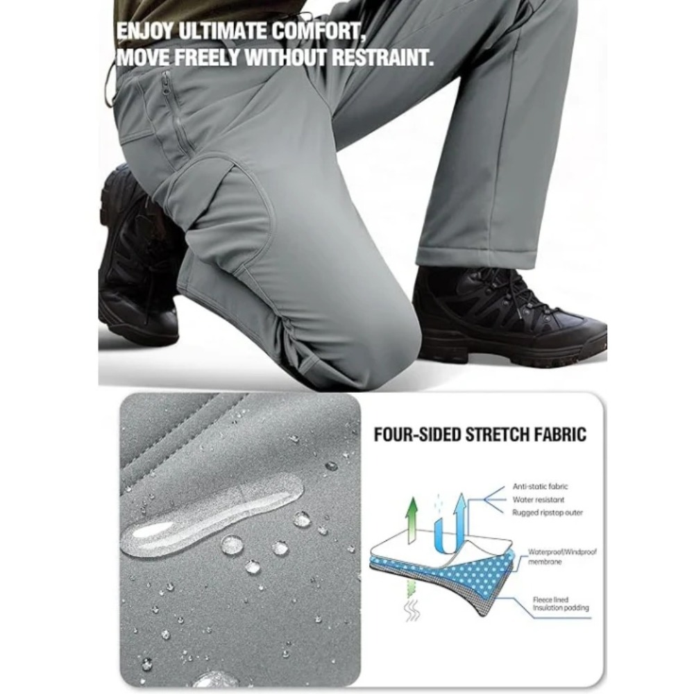 Free Soldier Fleece Lined Cargo Pants Sharkskin Softshell 44x30 Gray NEW - Picture 3 of 4